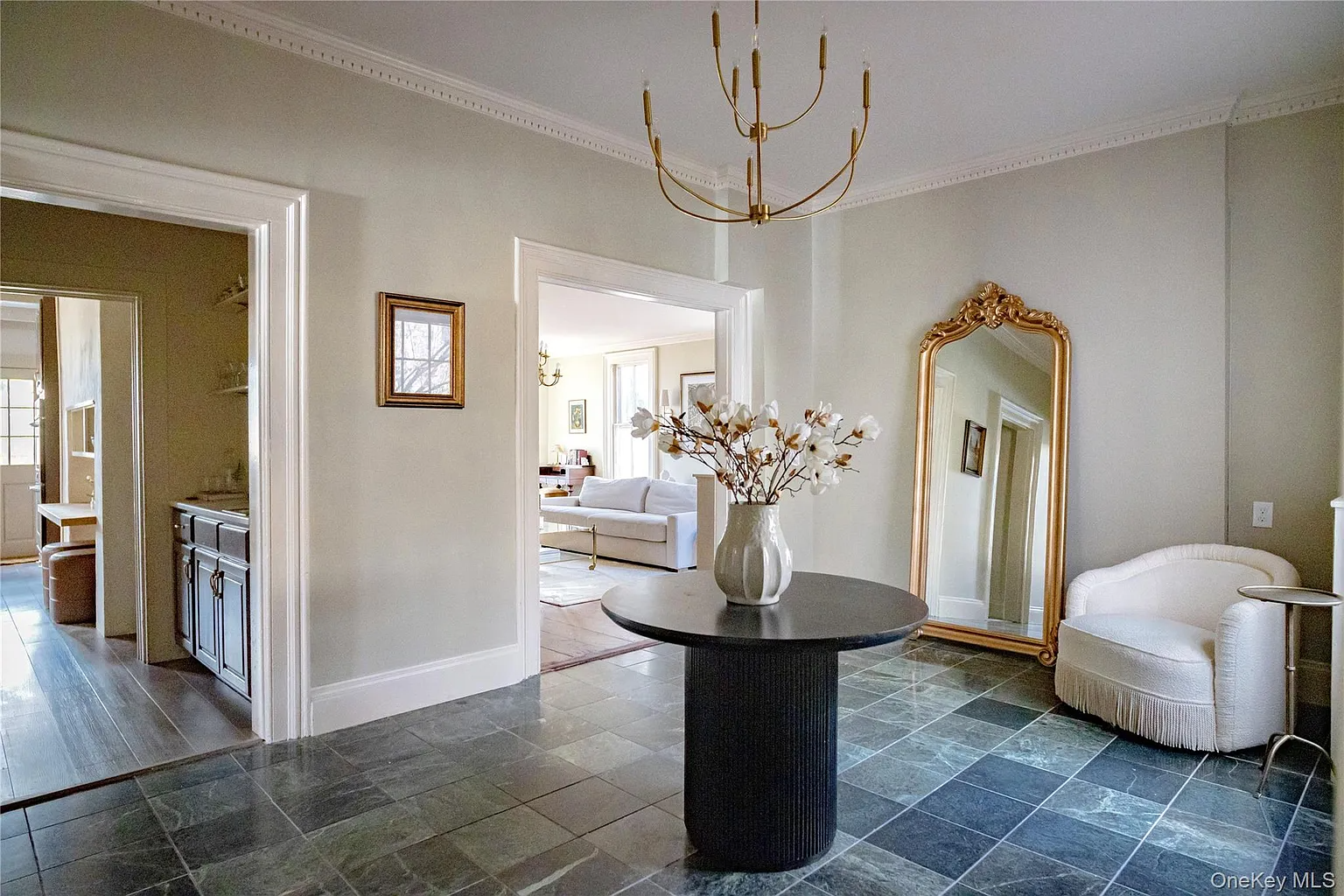 hall with tile floor