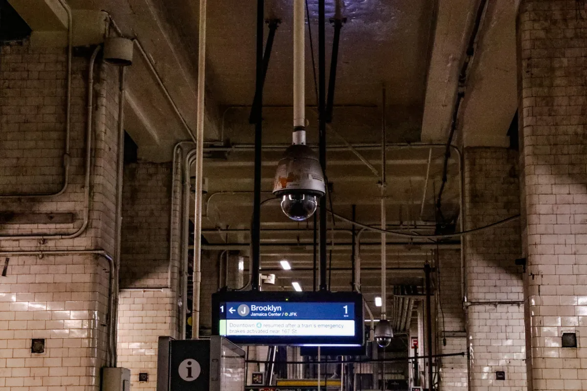 a camera in a subway station
