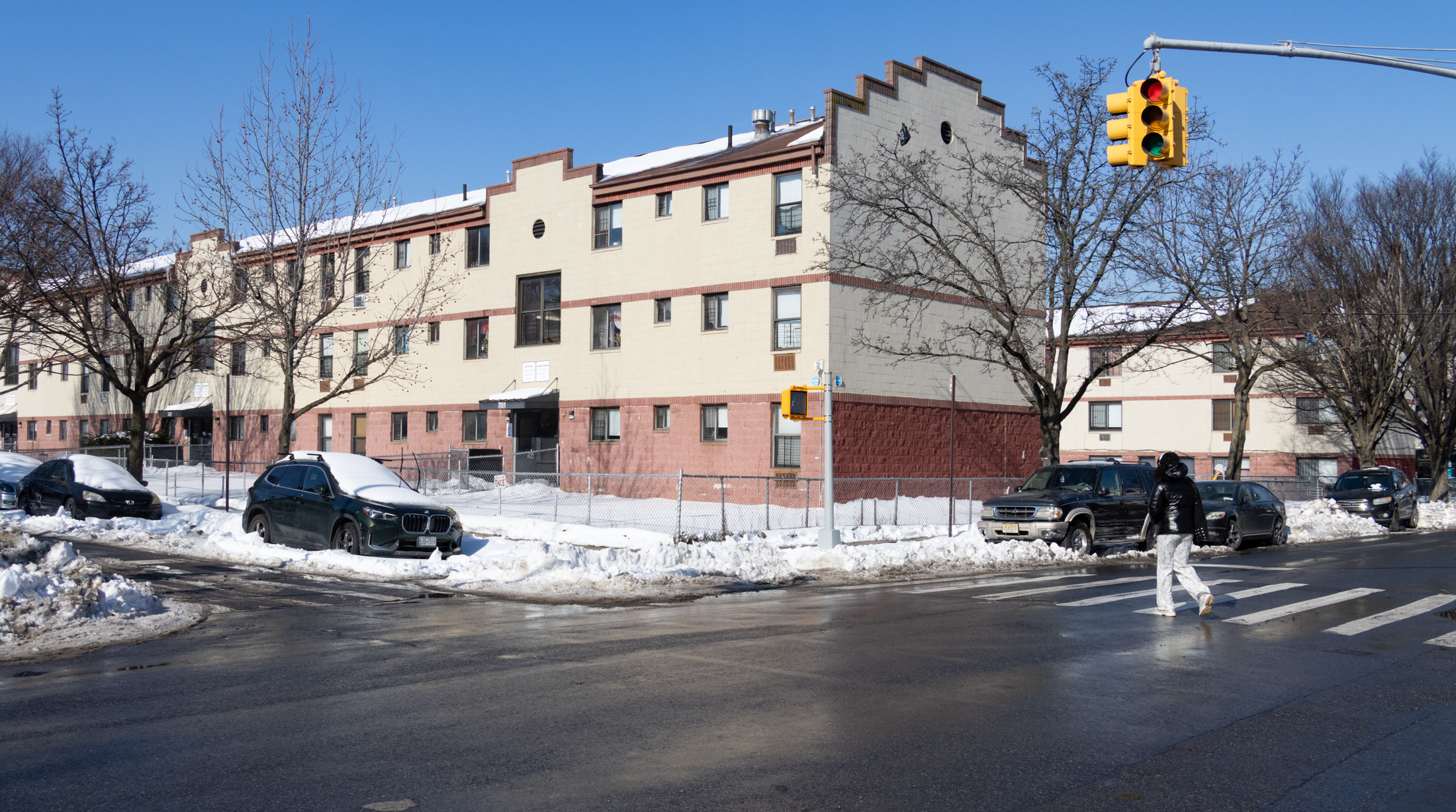 low scale buildings in the snow on Rochester avenue