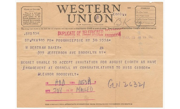 telegram from eleanor roosevelt