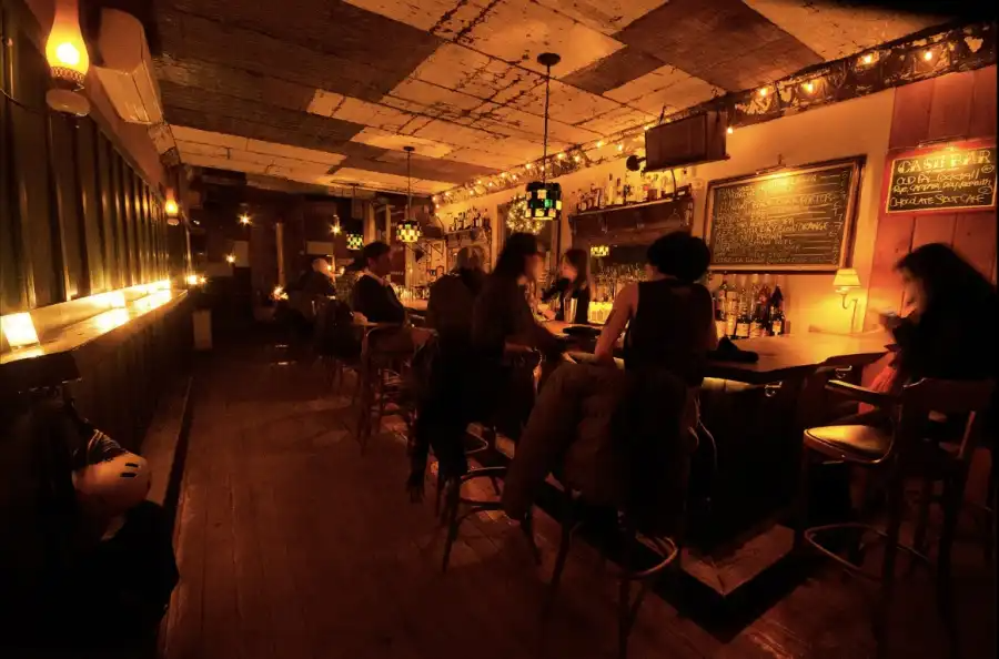 dimly lit bar interior