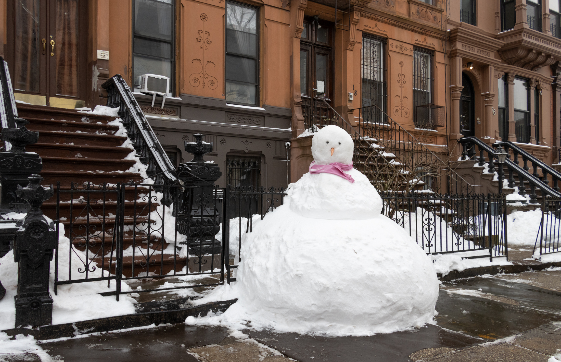 snowman with a pink scarf