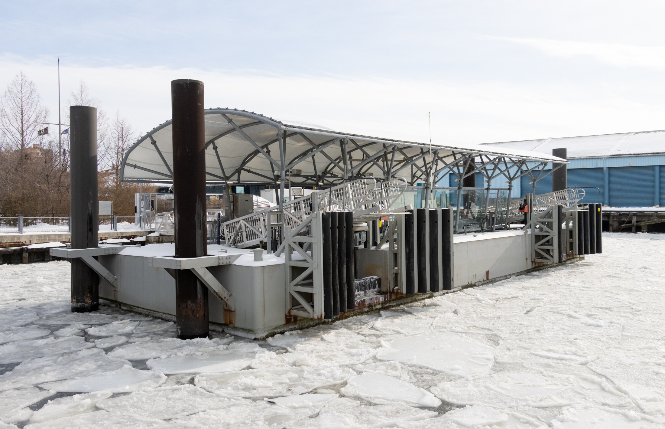 ice around a ferry station