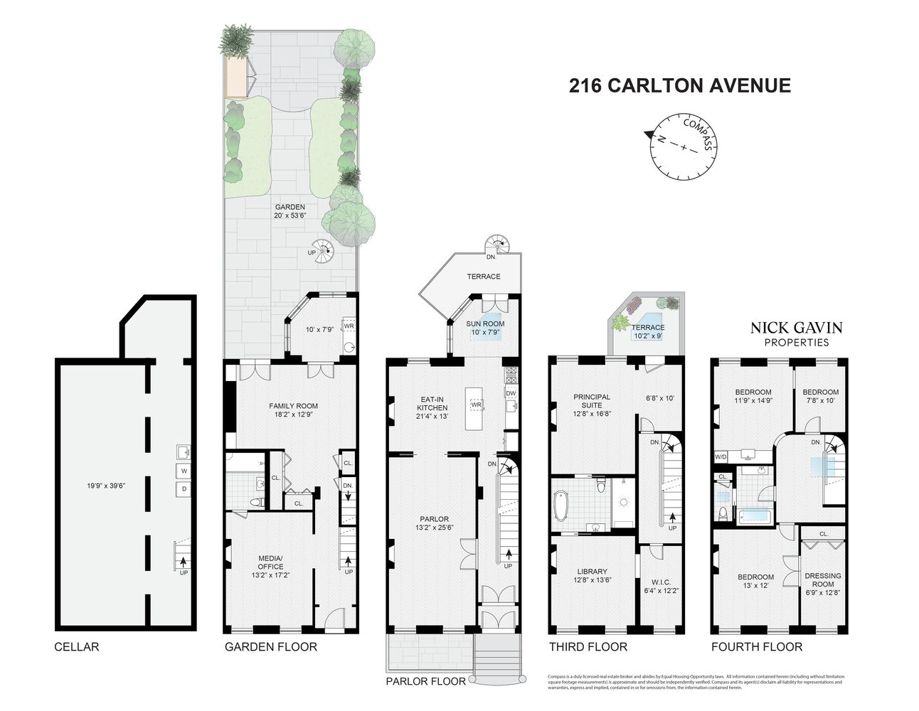 floorplans showing four floors of living space