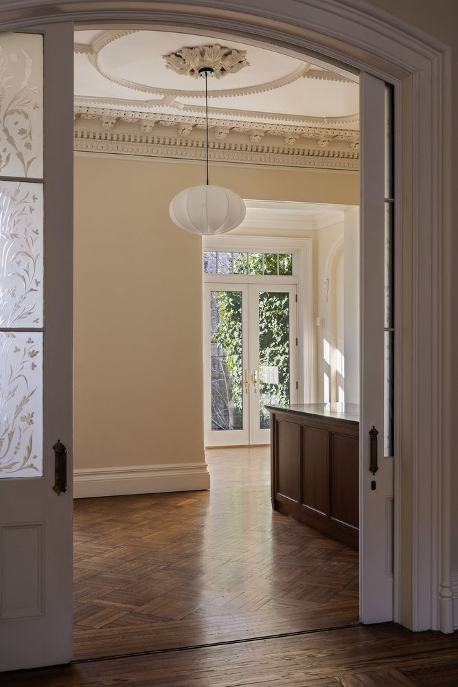 view into rear parlor with kitchen