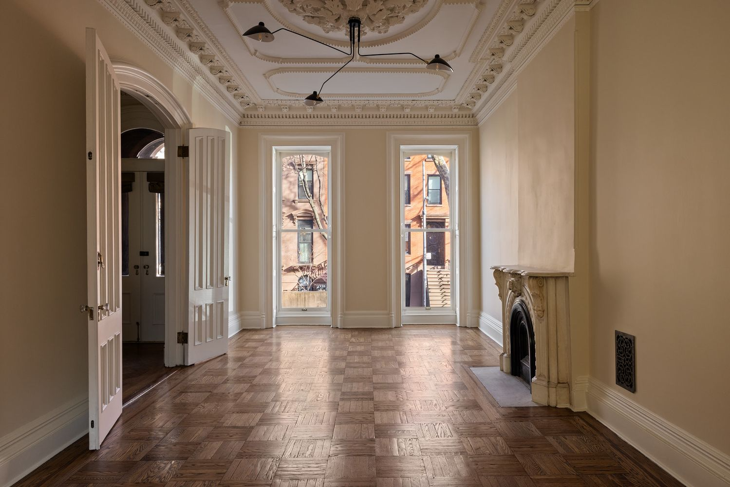 parlor with marble mantel