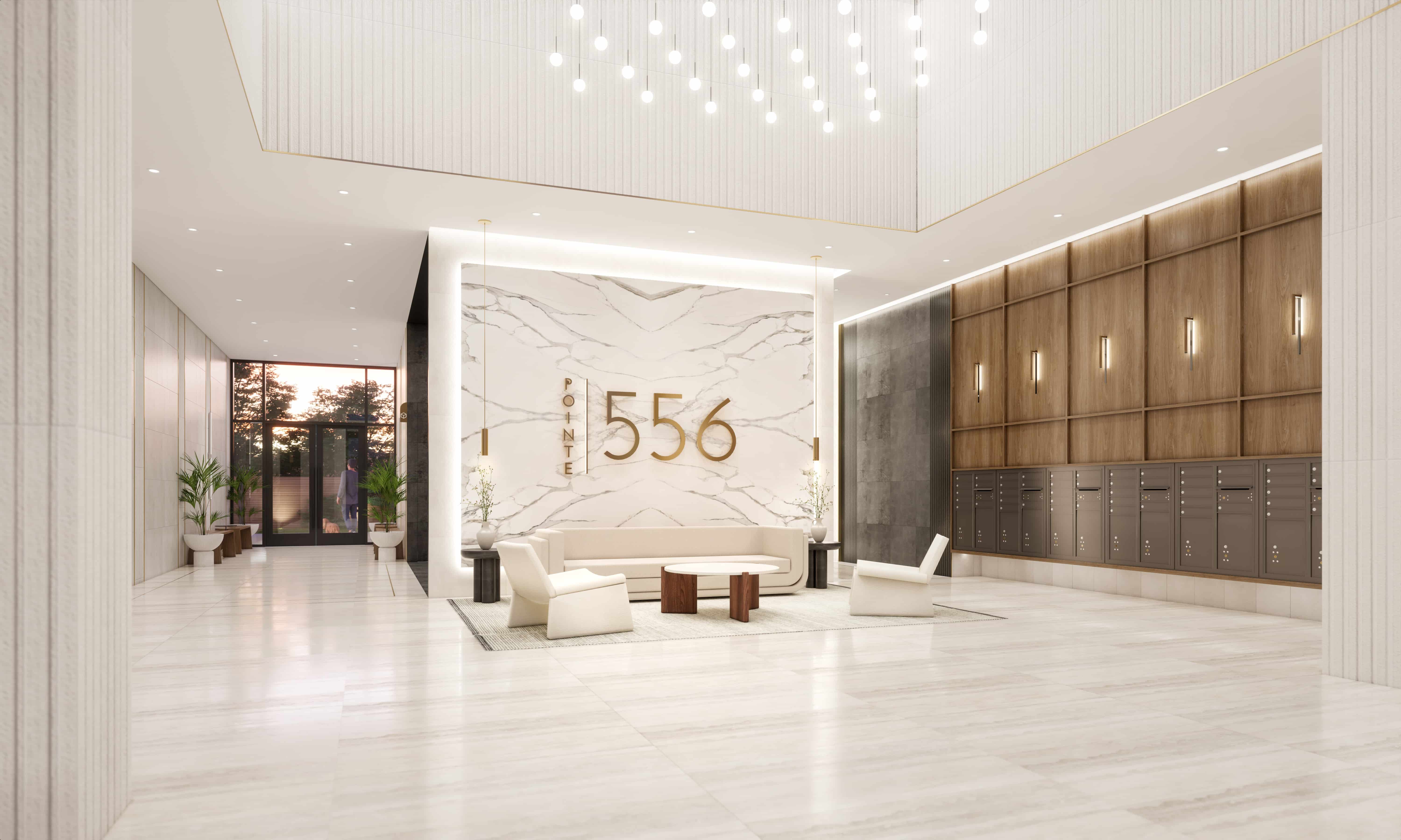 lobby with white floor