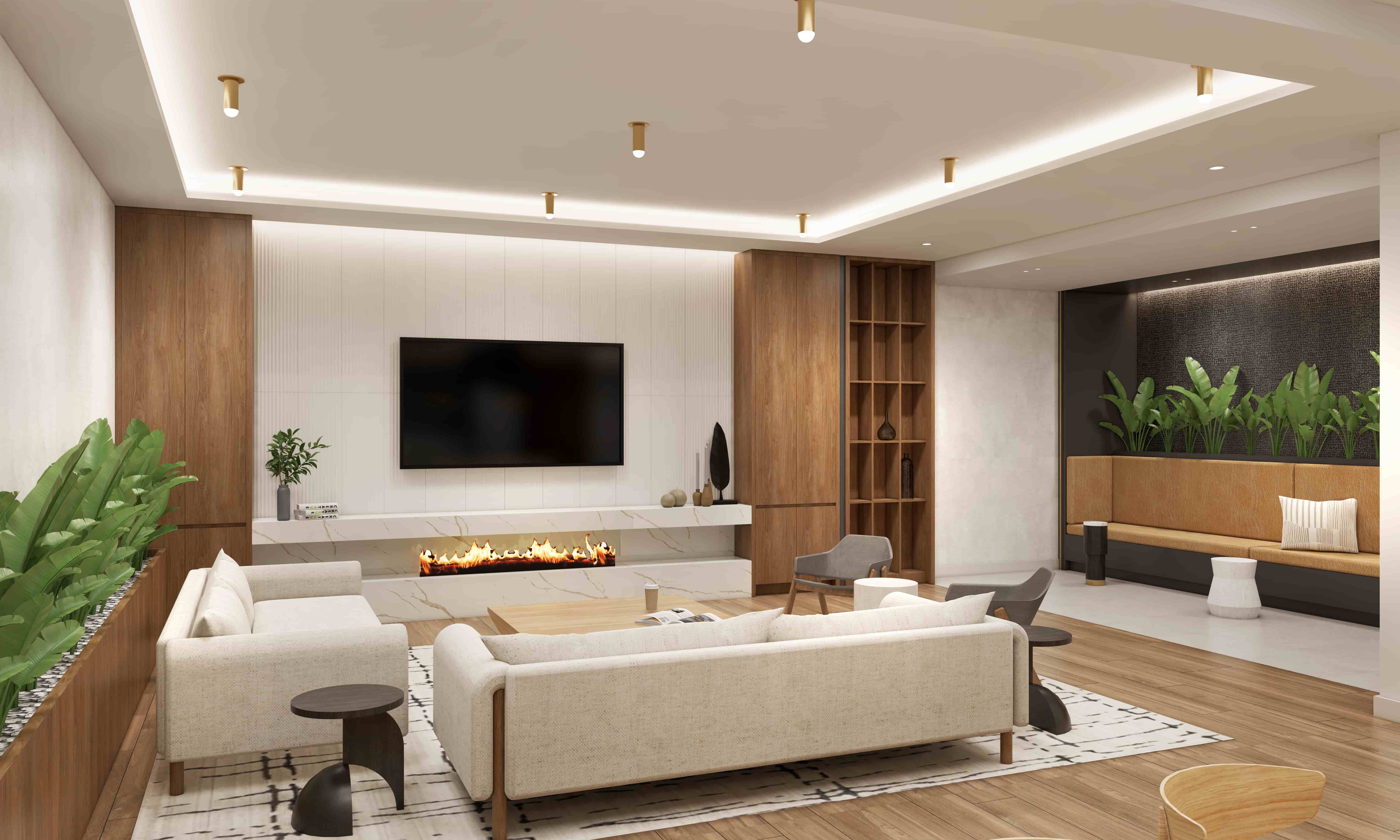 lounge with fireplace