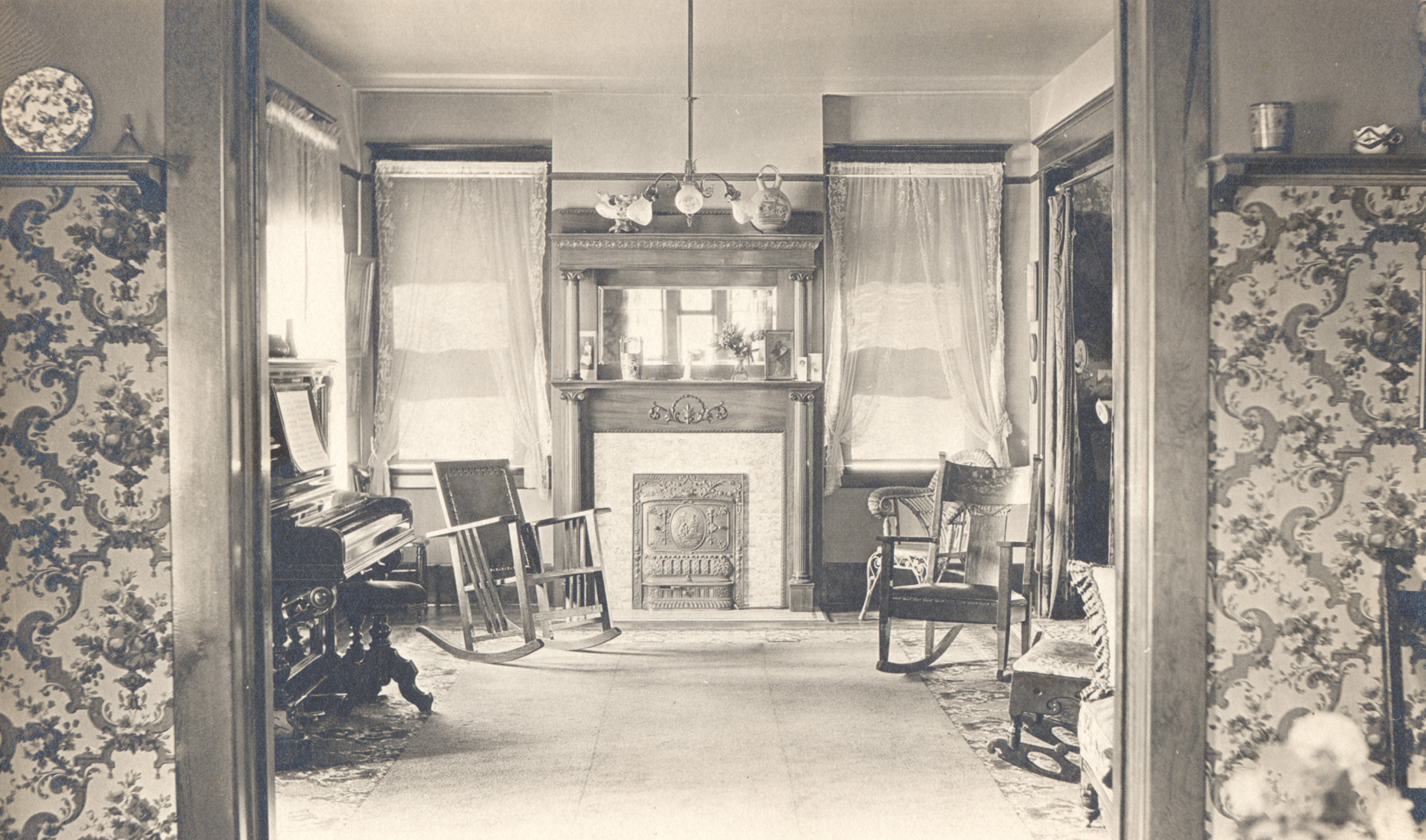 black and white interior