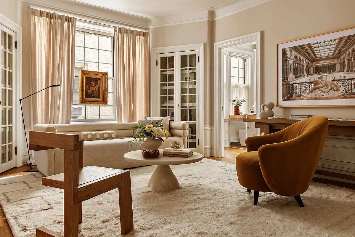 living room with built-in storage