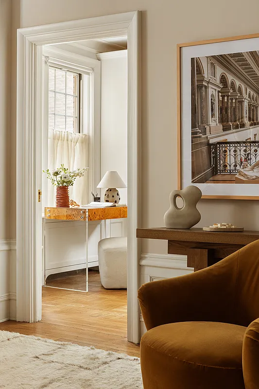 detail of living room showing door into bedroom