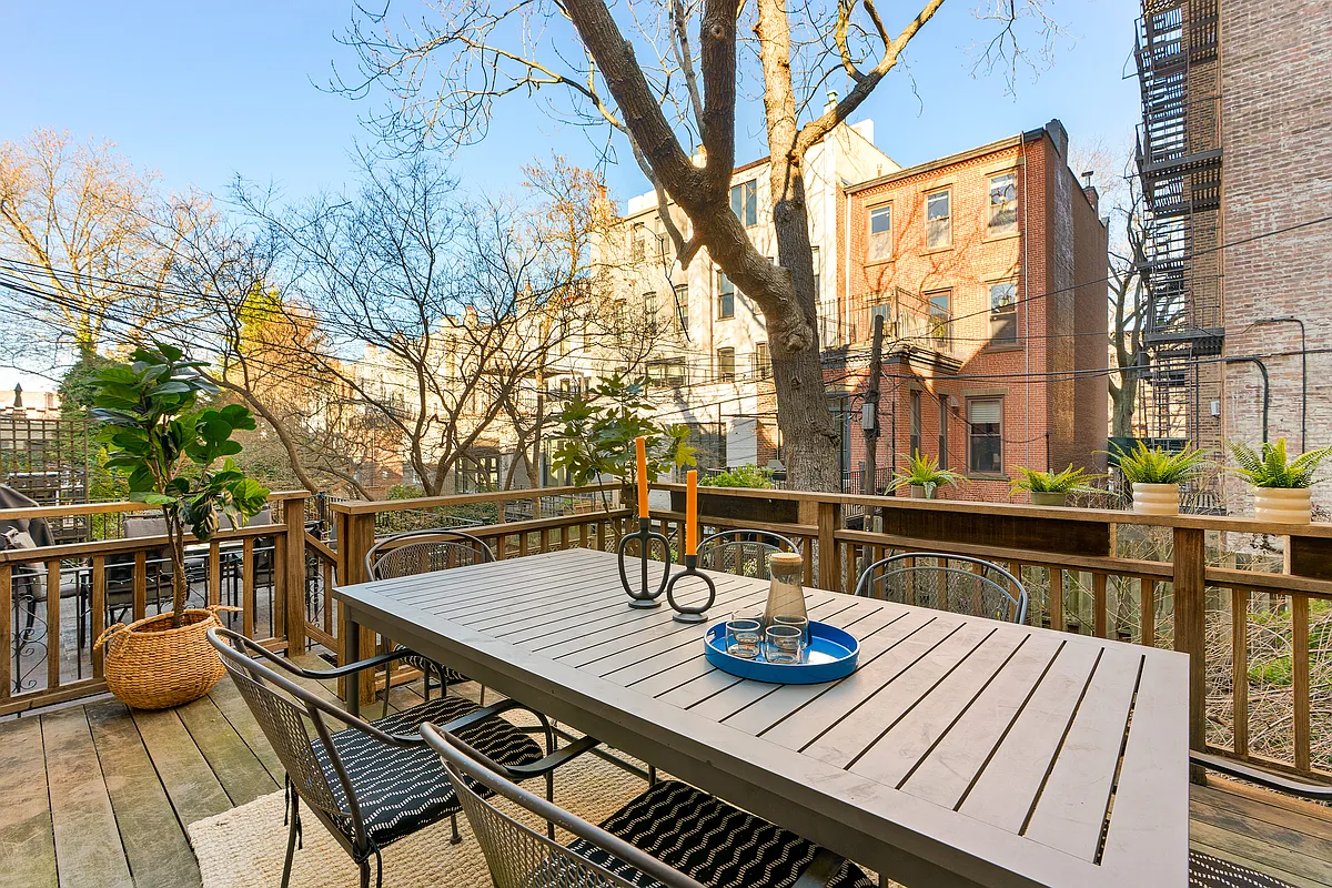 wood deck with room for a table for dining