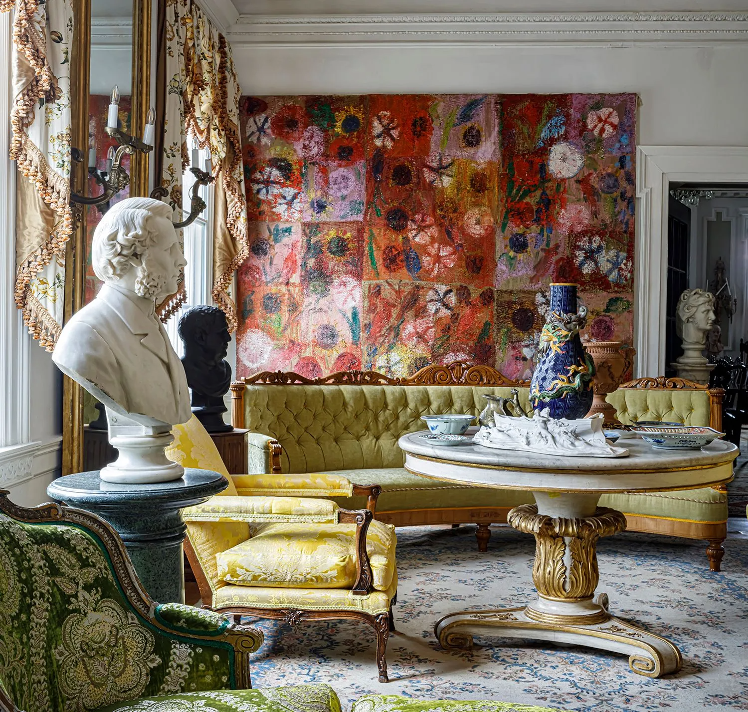 grand entry hall with plasterwork, white walls