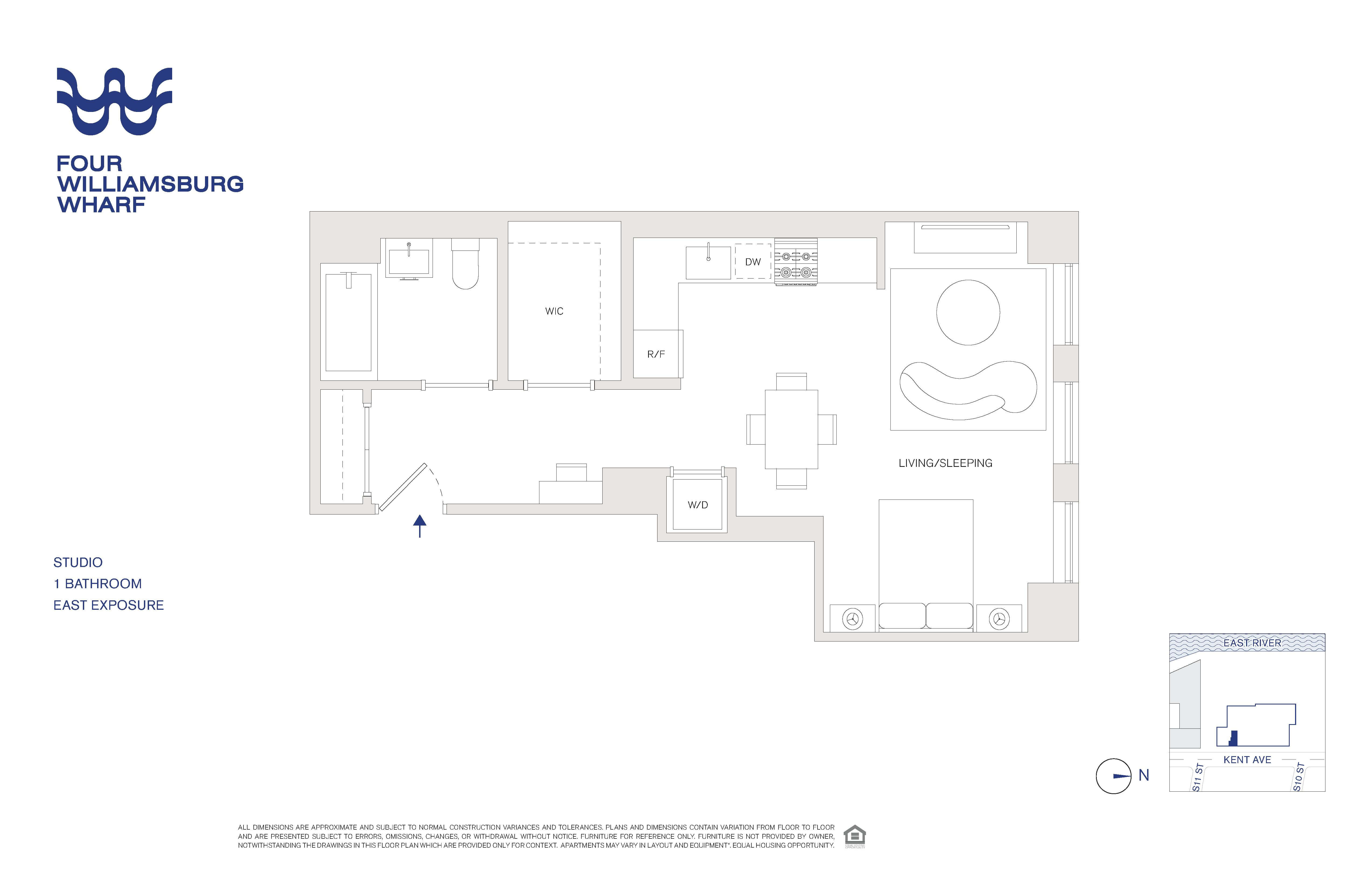 studio with in-unit laundry