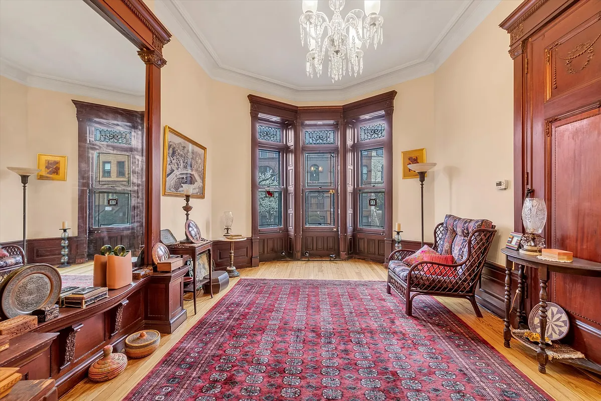 front parlor with pier mirror, bay window