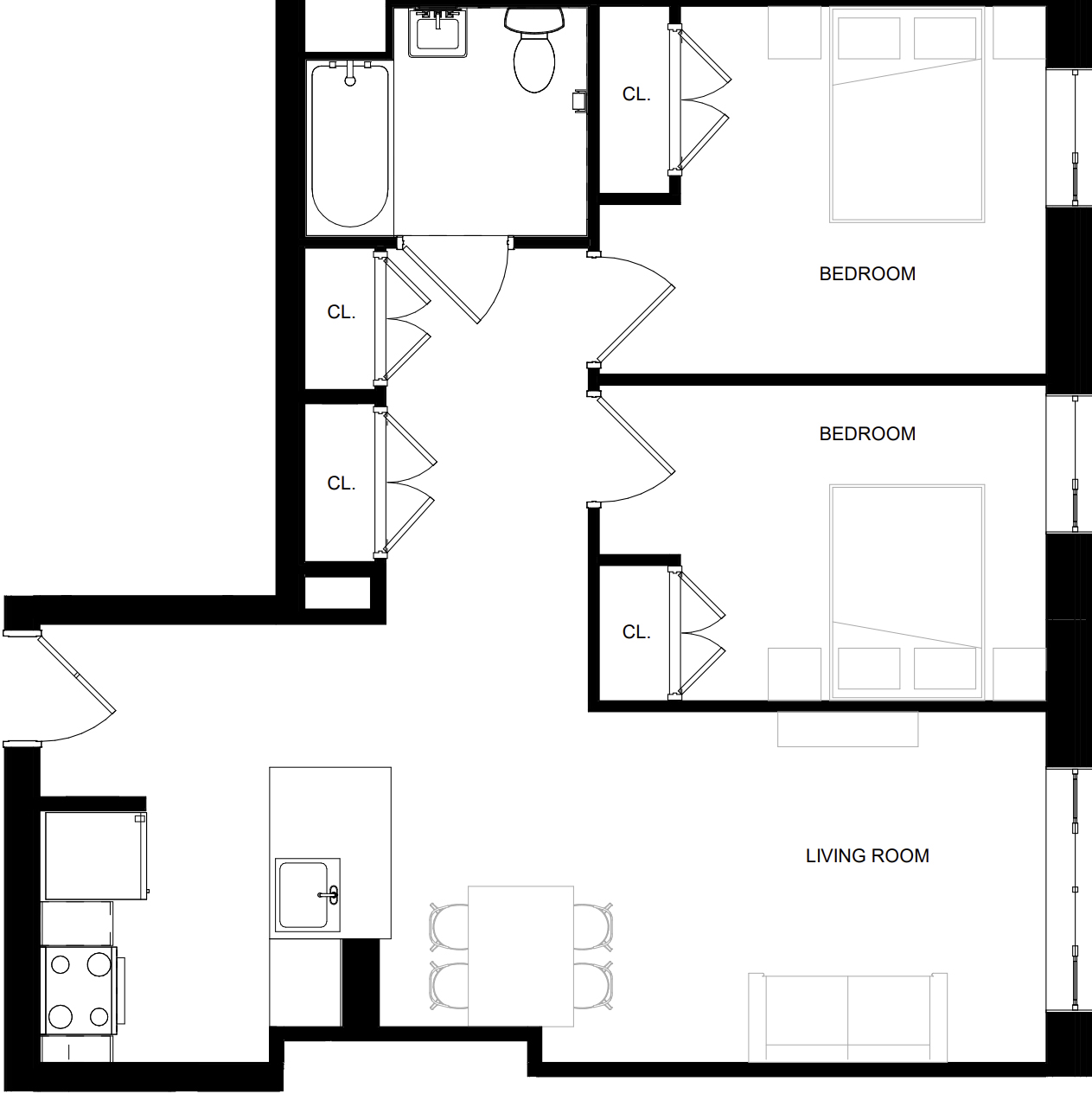 floor plan with two bedrooms