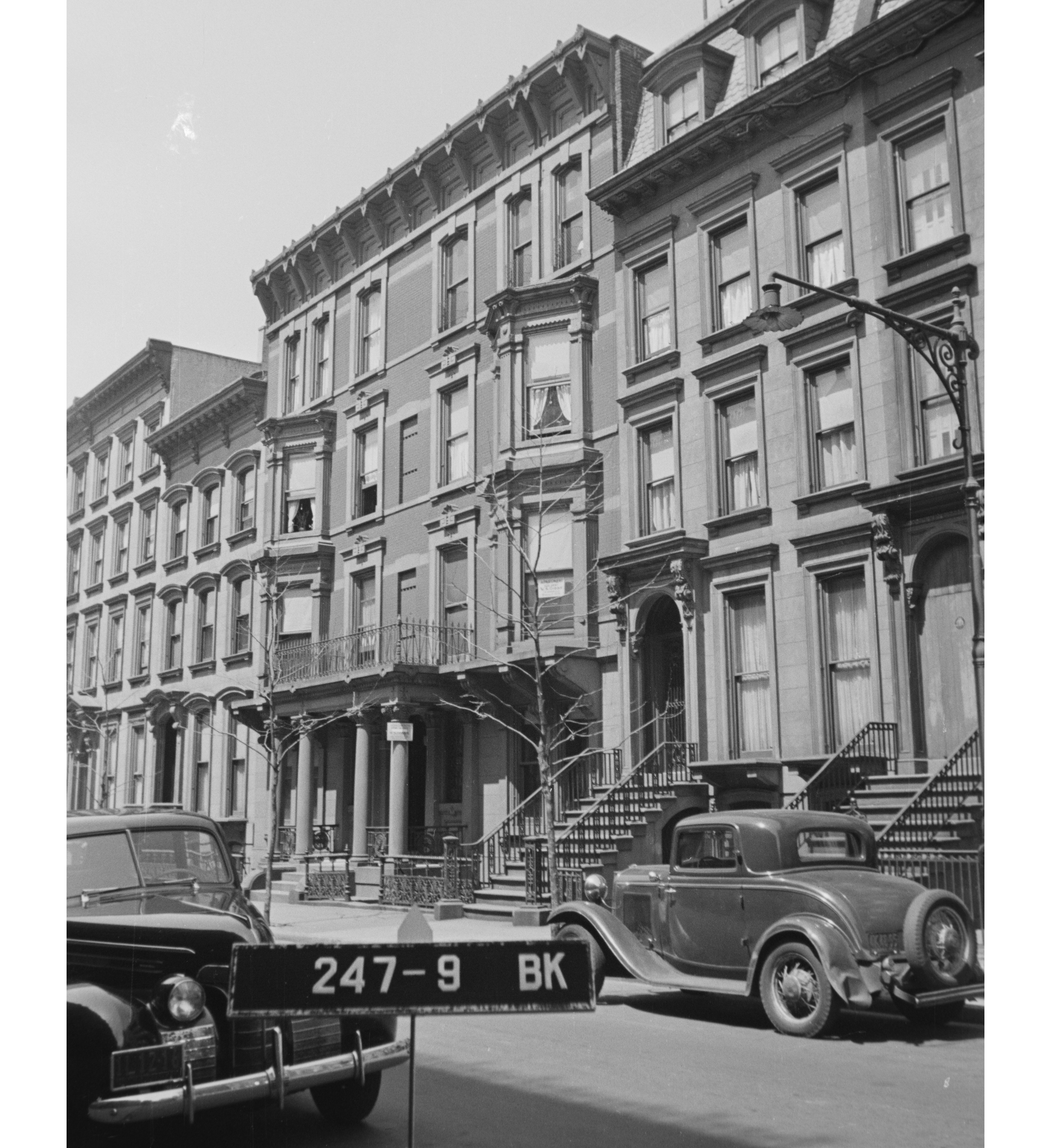 black and white photo of flats building