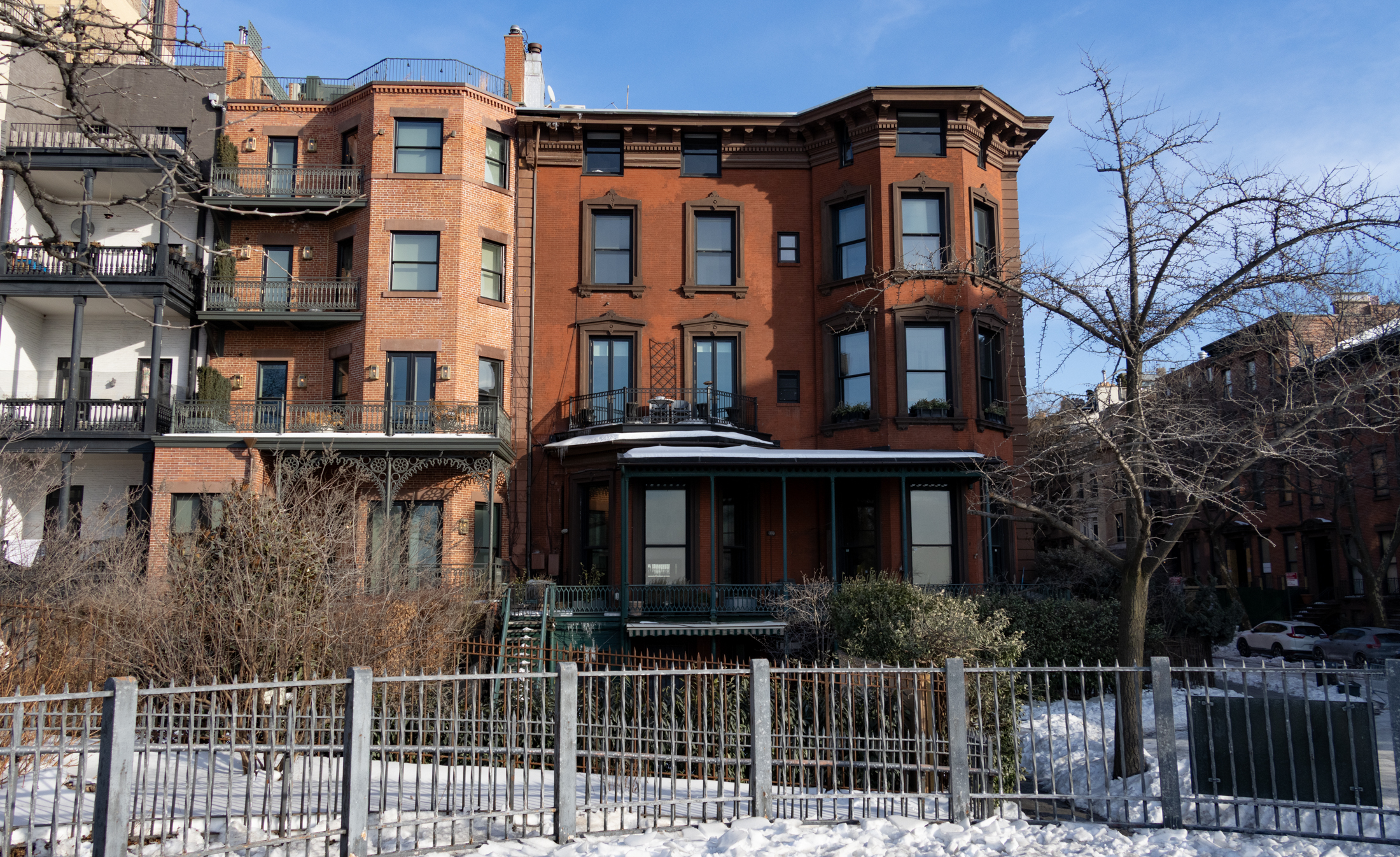 snow capped porch roofs