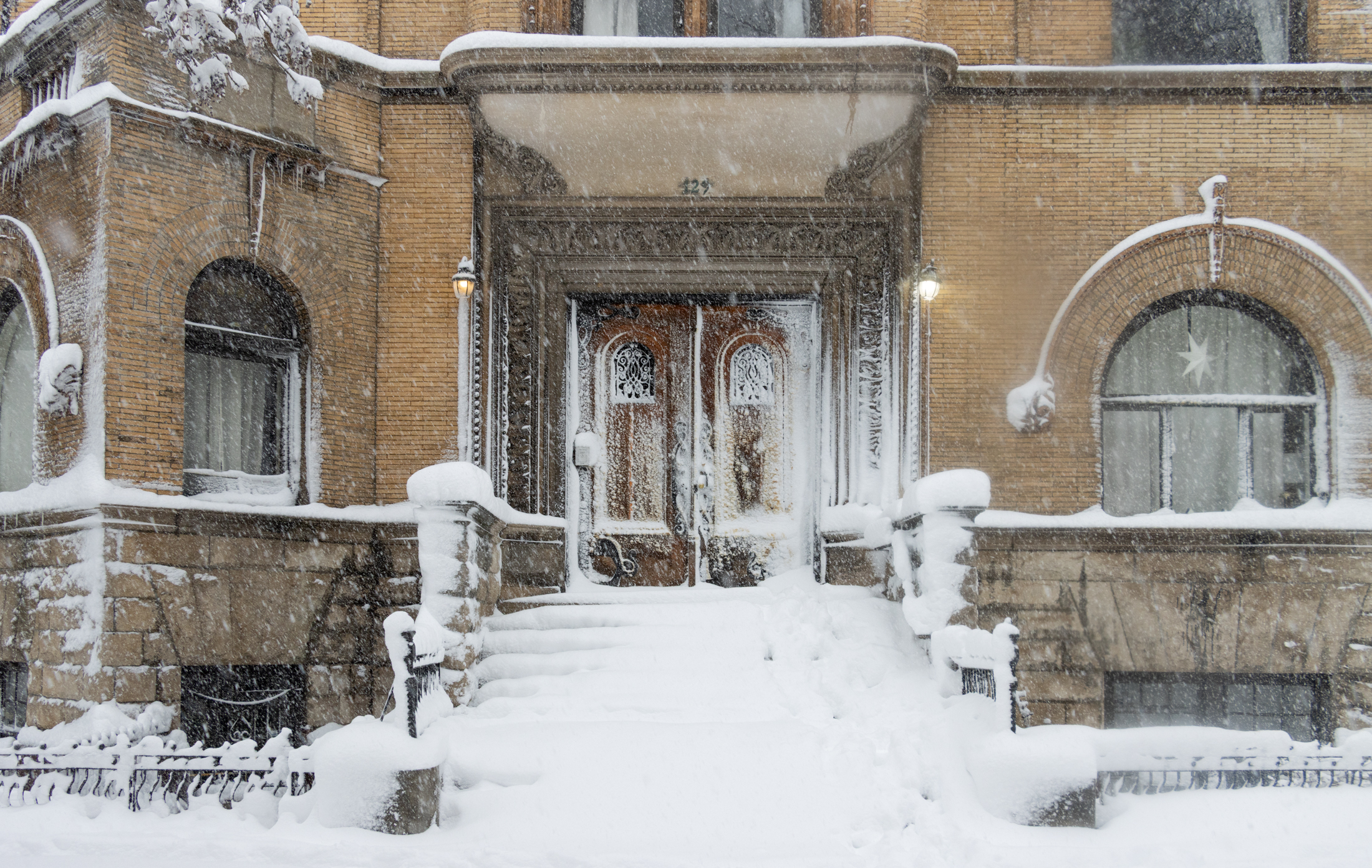 a snowy stoop