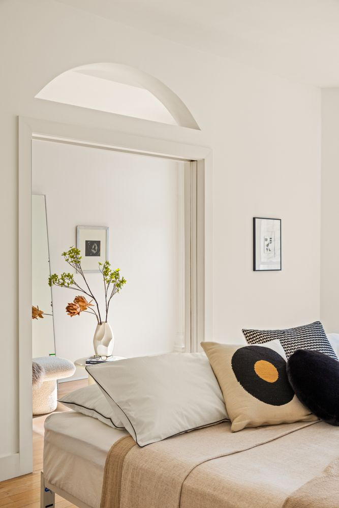 bedroom with cream walls