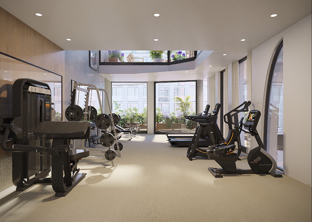 gym with windows
