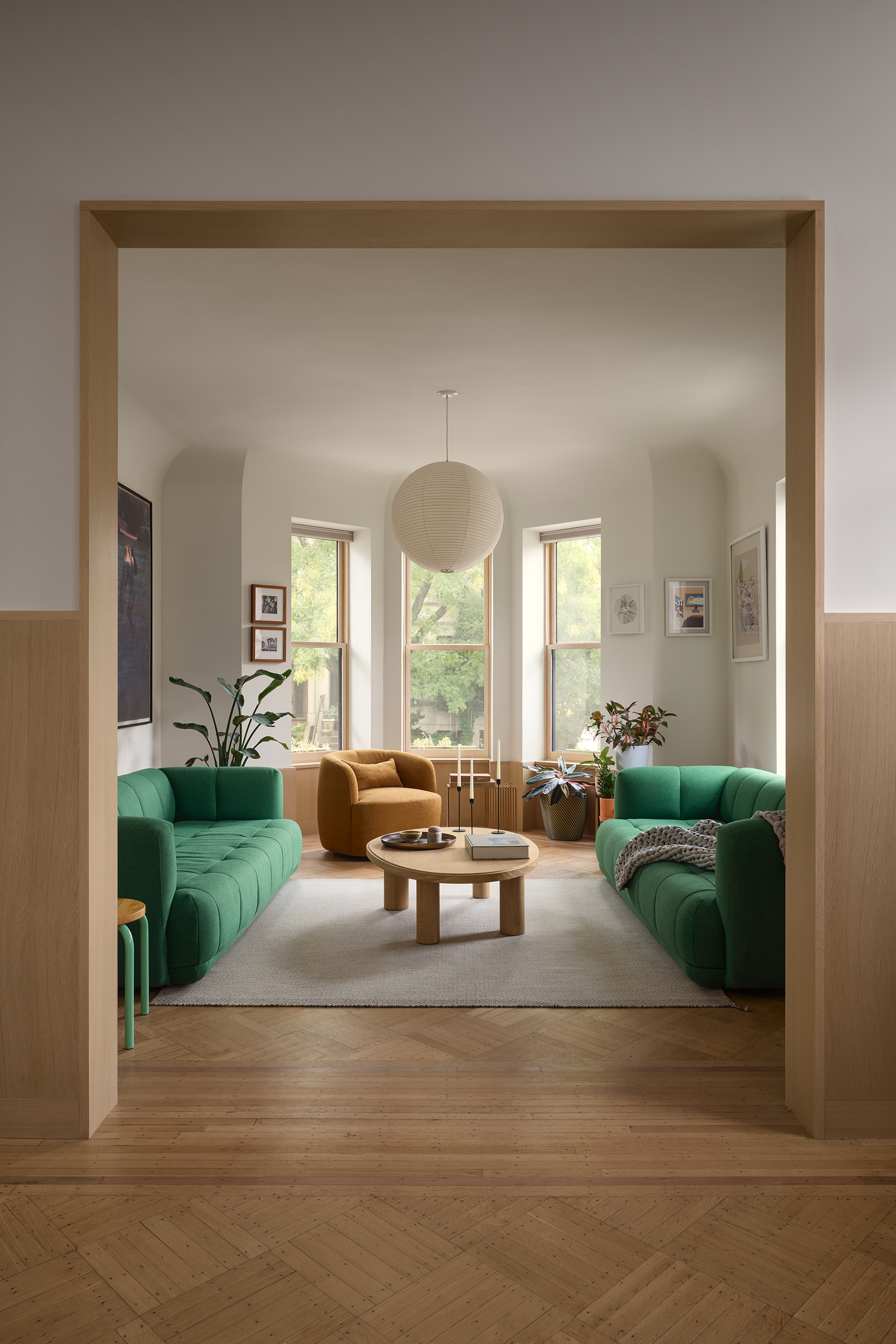 VERTICAL FRONT ROOM GREEN SOFAS