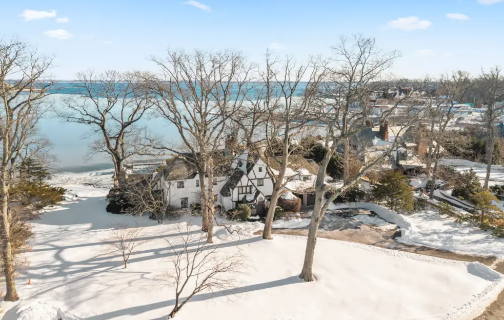 large home with waterfront view