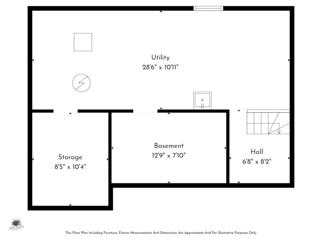 floorplan of cellar with storage and utility space