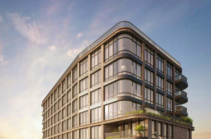 rendering of a multi-story building with terraces