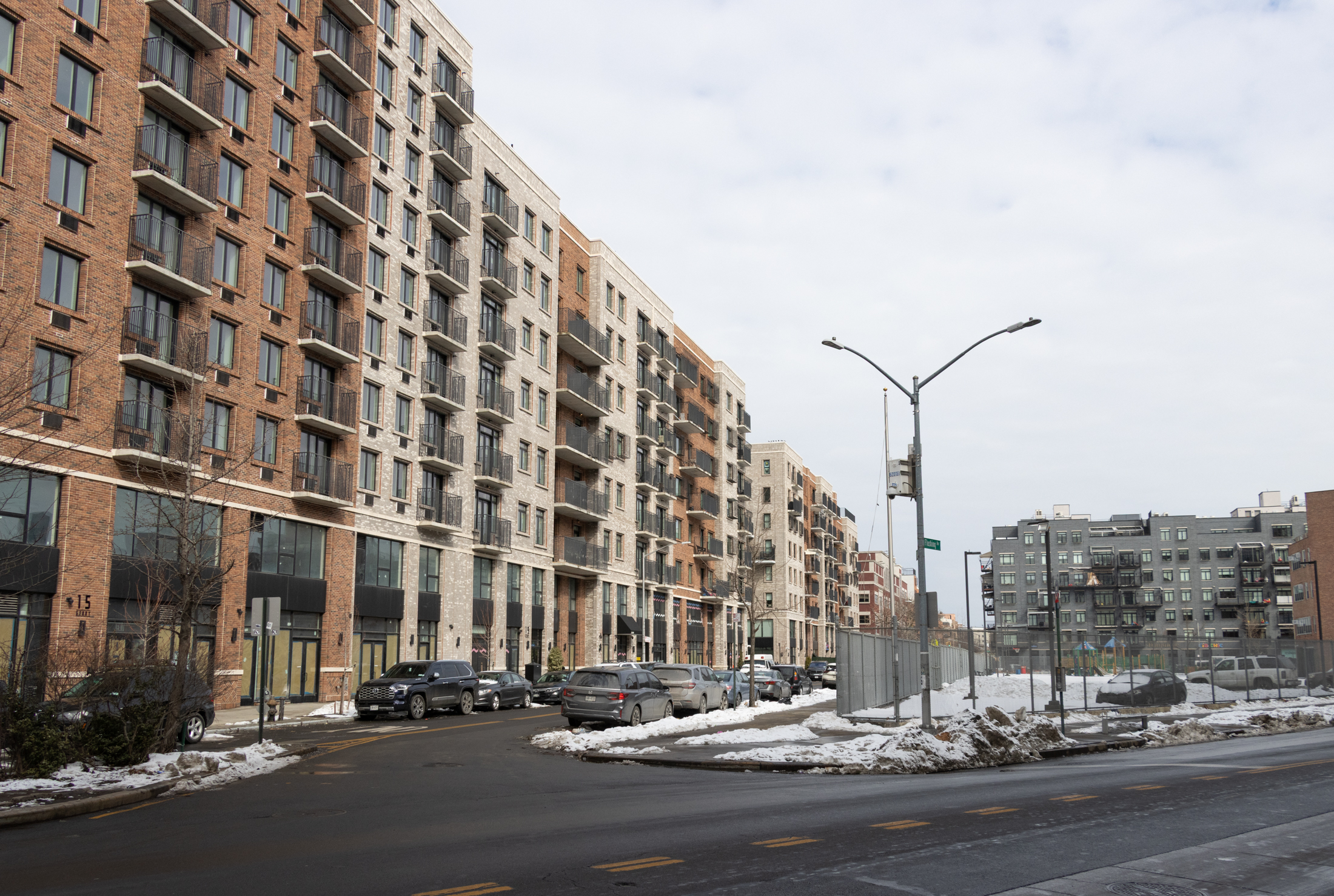 new brick buildings along Gerry Street