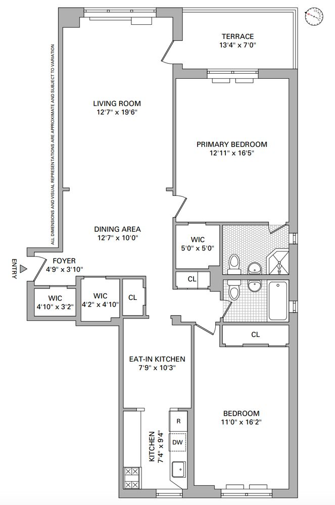 floorplan with two bedrooms, two baths