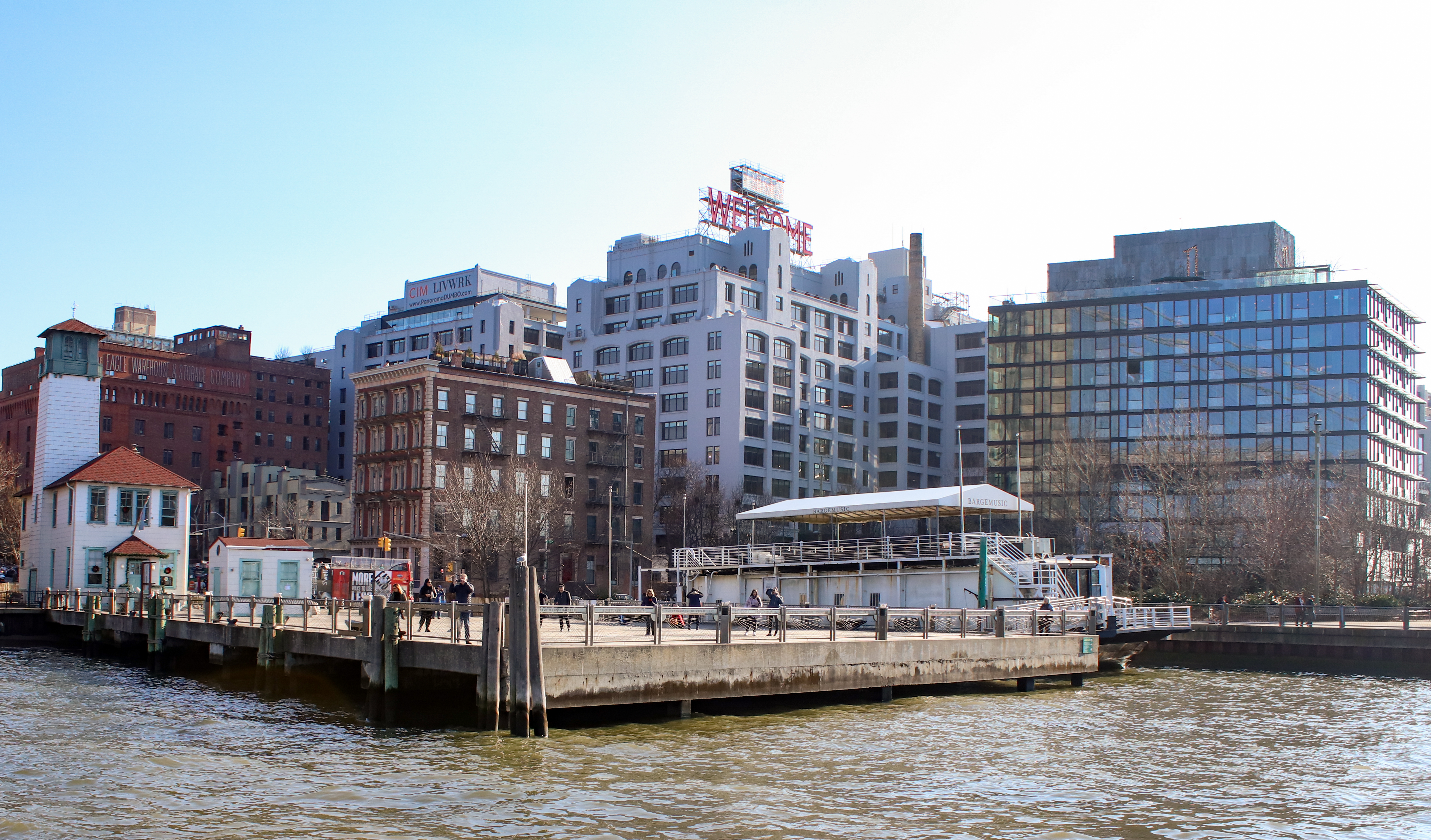 waterfront view showing welcome sign
