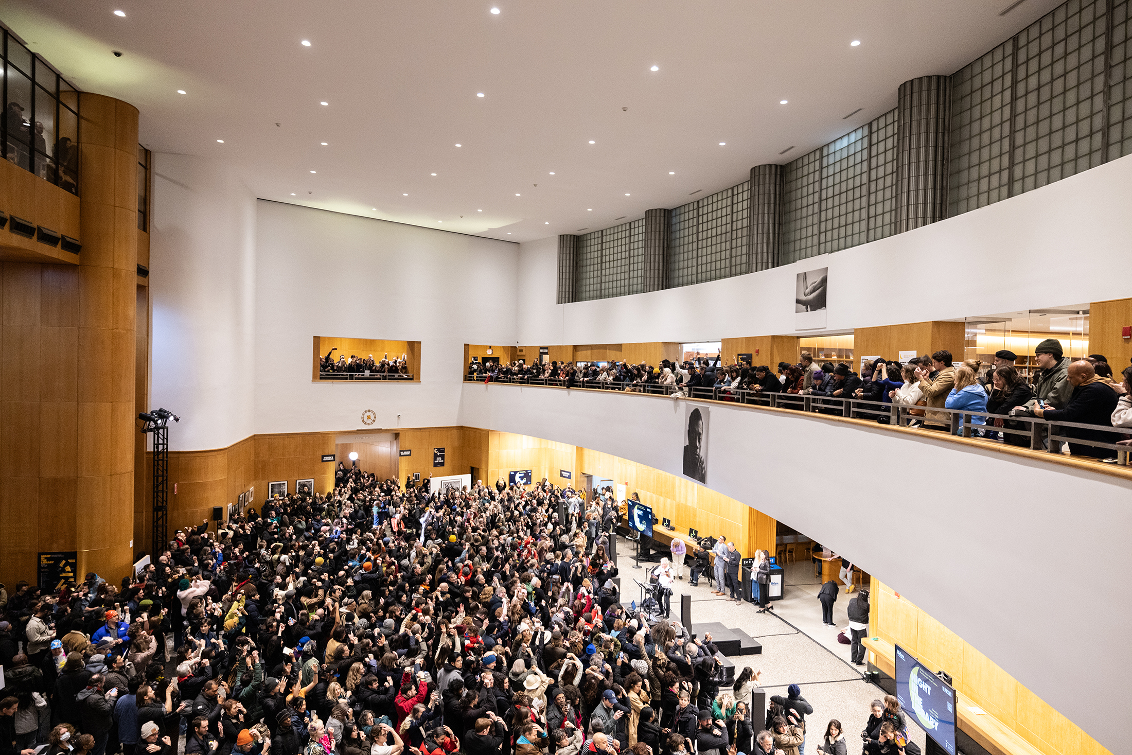 crowd in the main space of the brooklyn public library