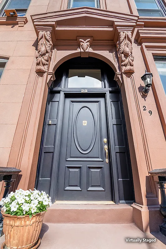 modern front door on a brownstone