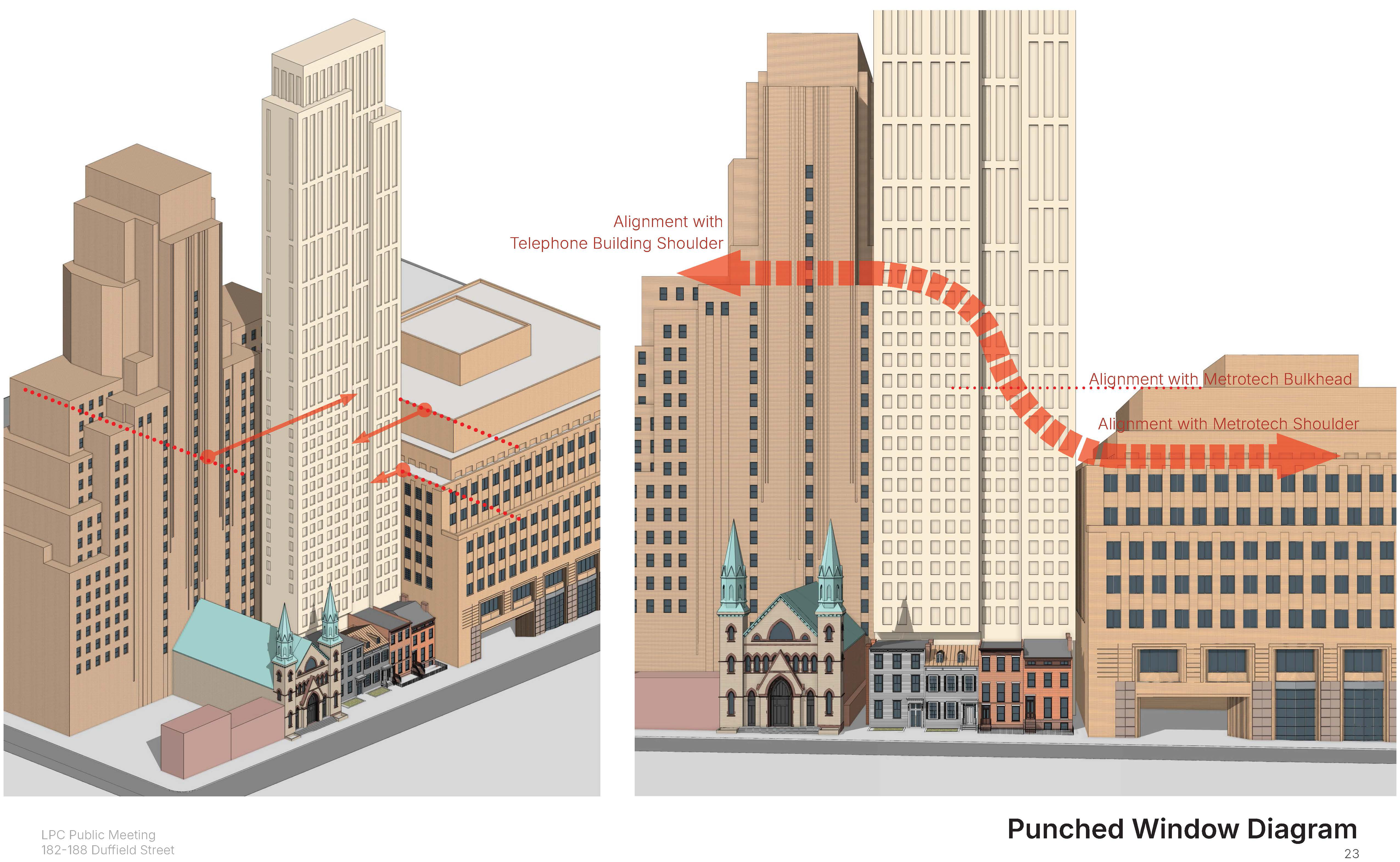 rendering showing tower and its neighbors