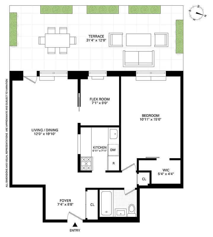 floor plan showing one bedroom and a bonus room with a pocket door