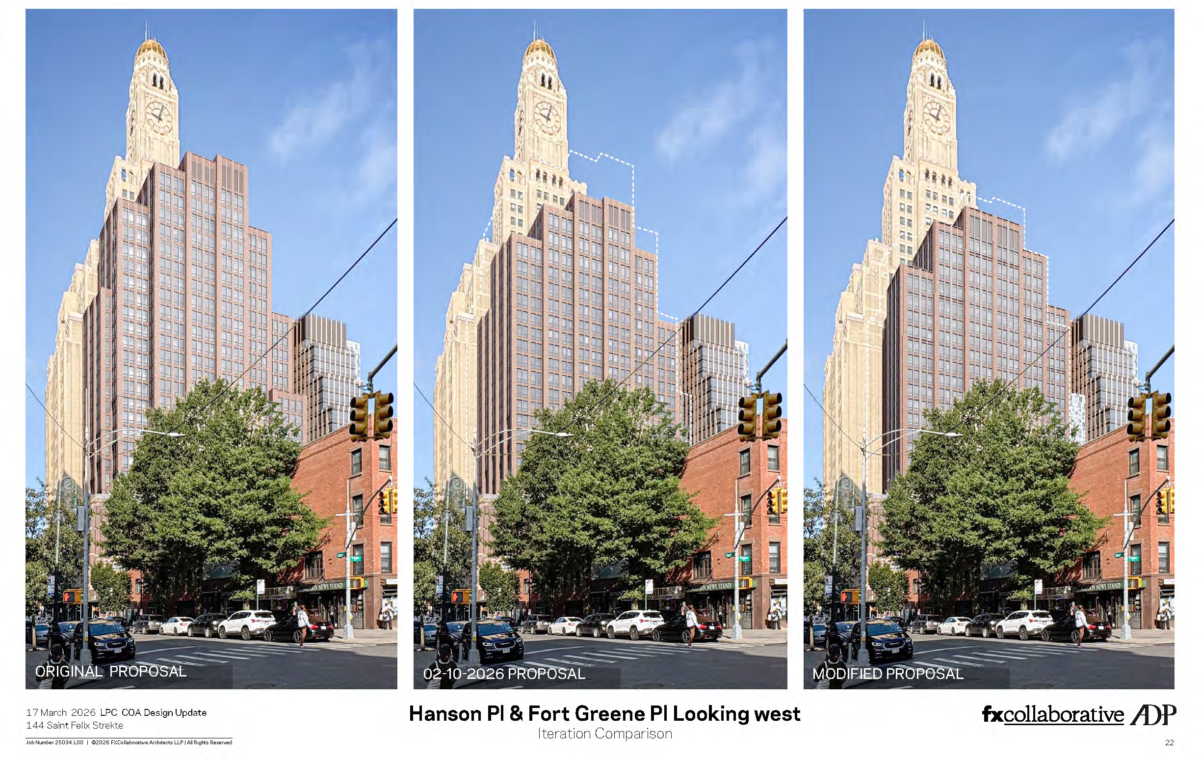 views of the various proposed towers with decreasing heights