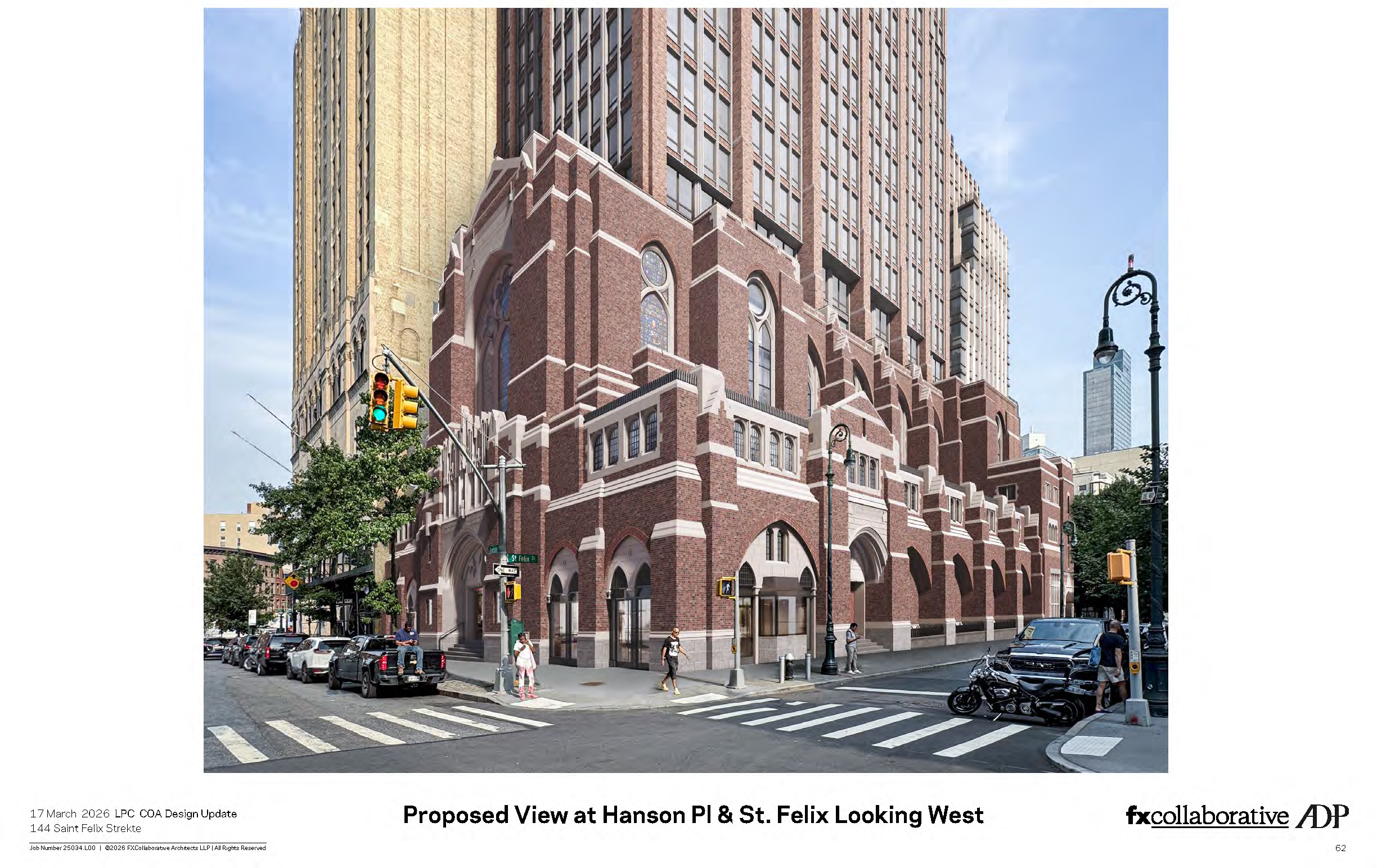 rendering of a church with a tower