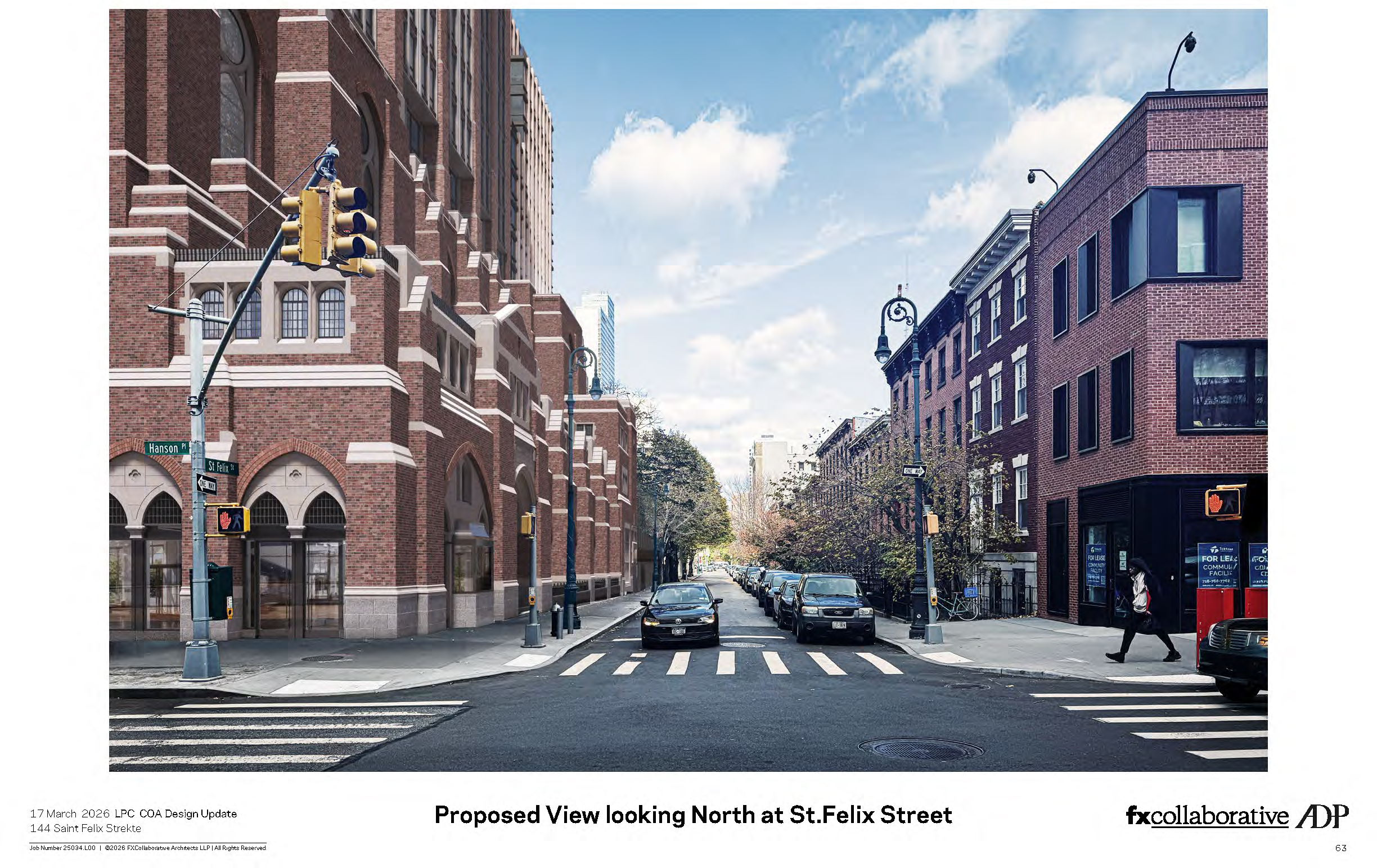 rendering showing view on St Felix street with new tower above church