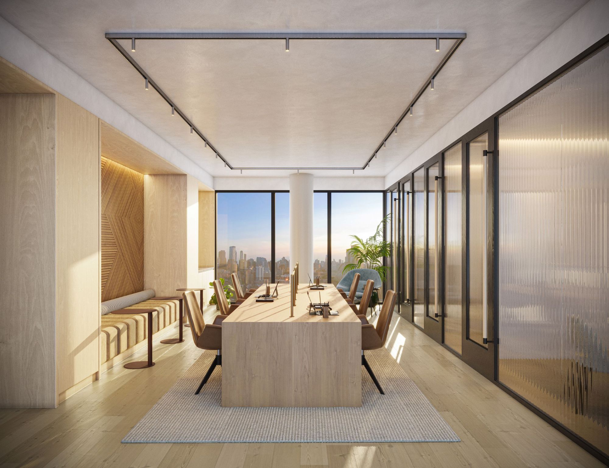 a common work space with a shared desk