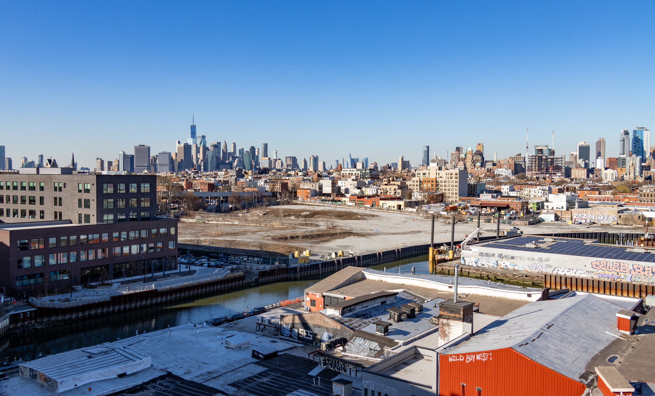 gowanus - view of an empty lot along the gowanus canal