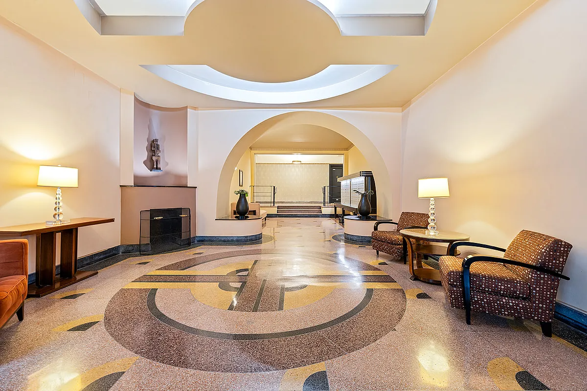lobby with corner fireplace
