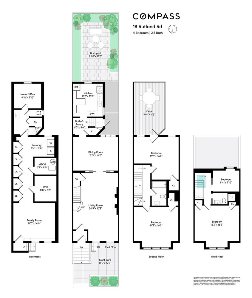 floorplan with kitchen on the main level and two floors of bedroom space above
