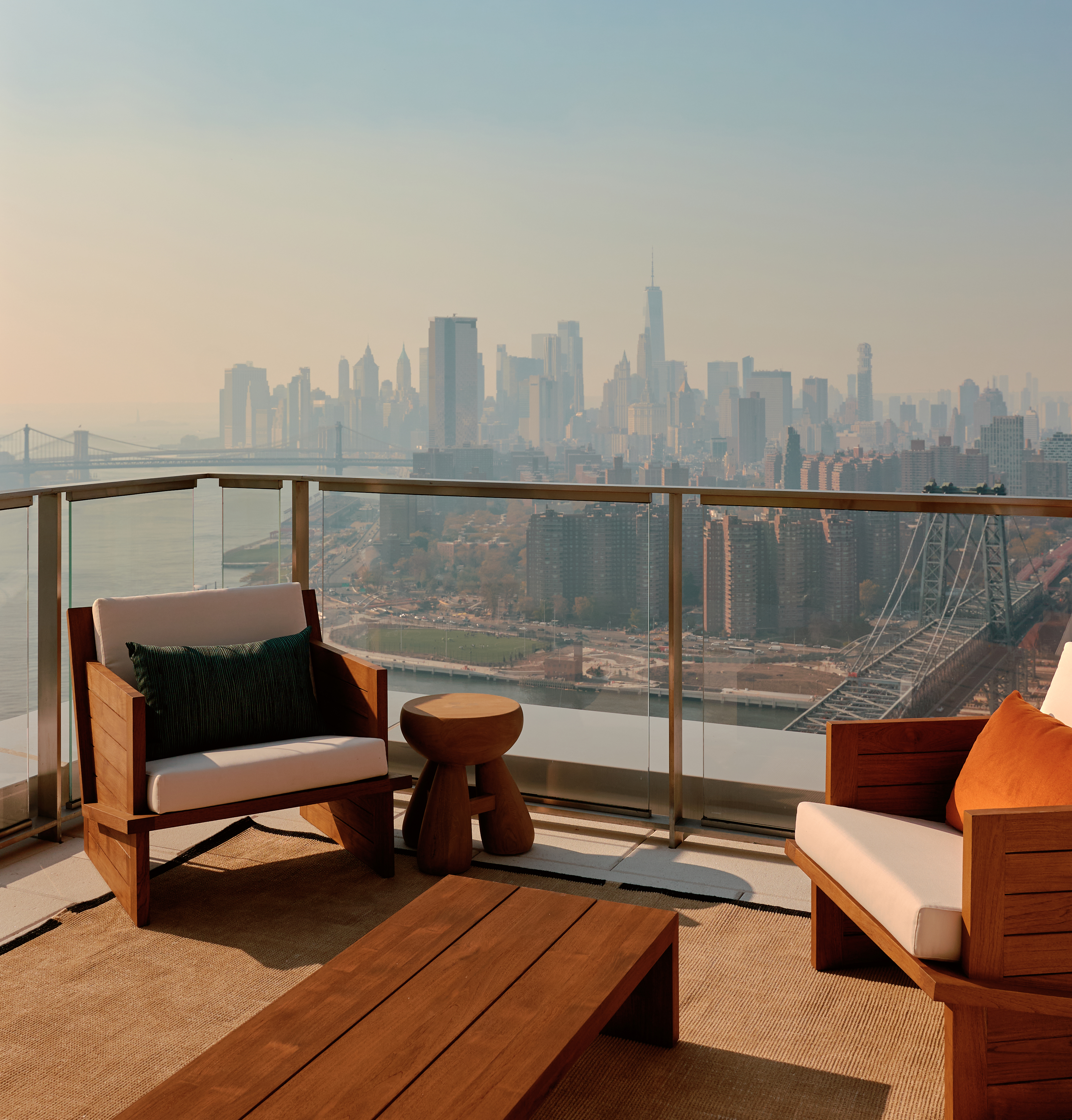 terrace with manhattan skyline view