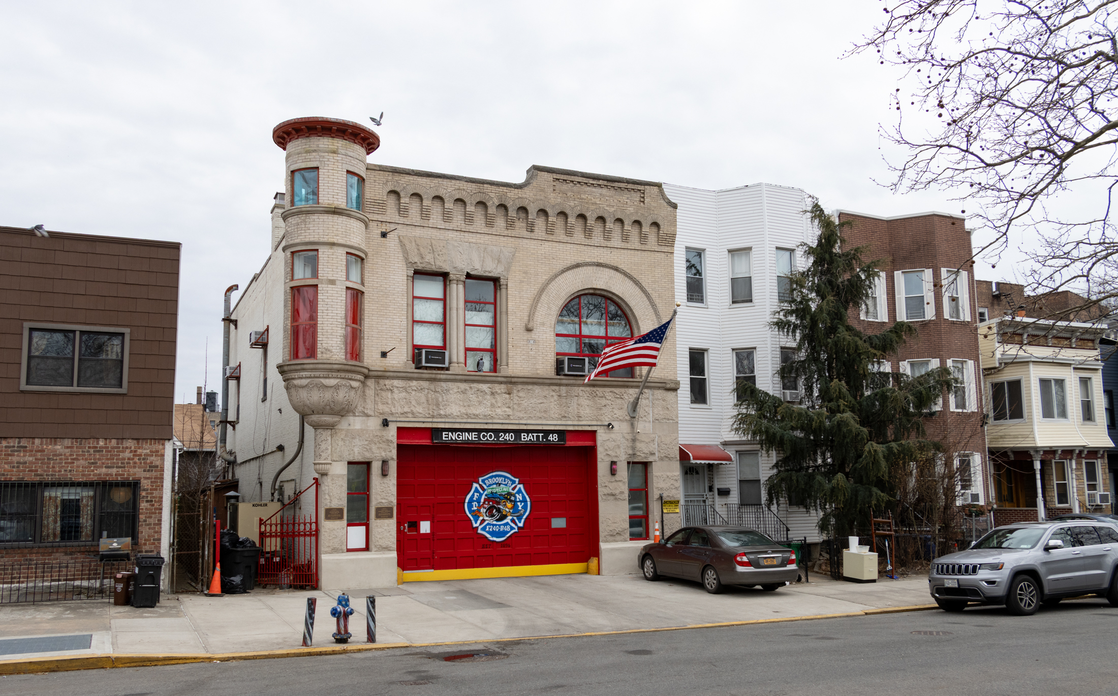 brooklyn - fire station with a flag out front