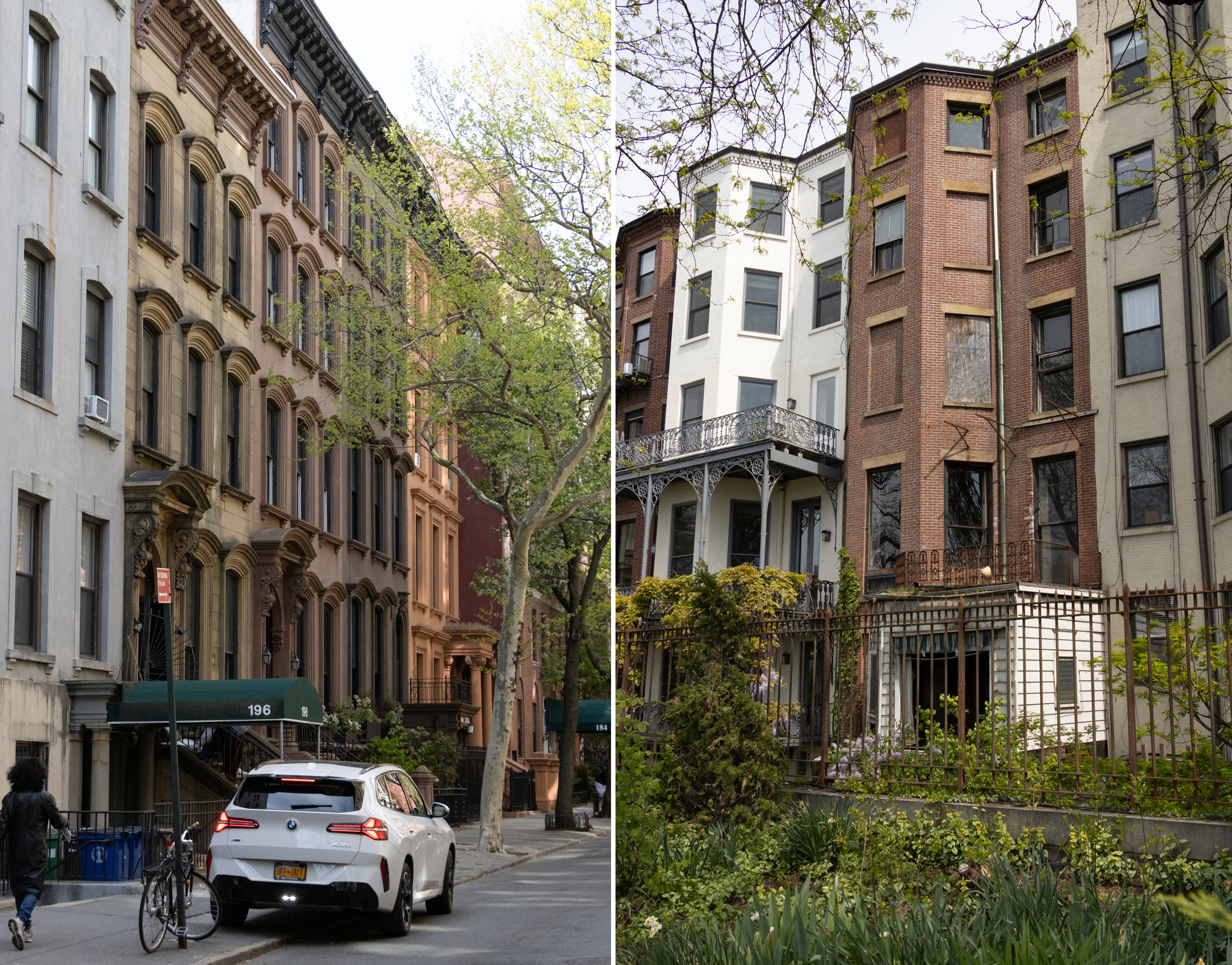 brownstone front facade and a brick rear facade