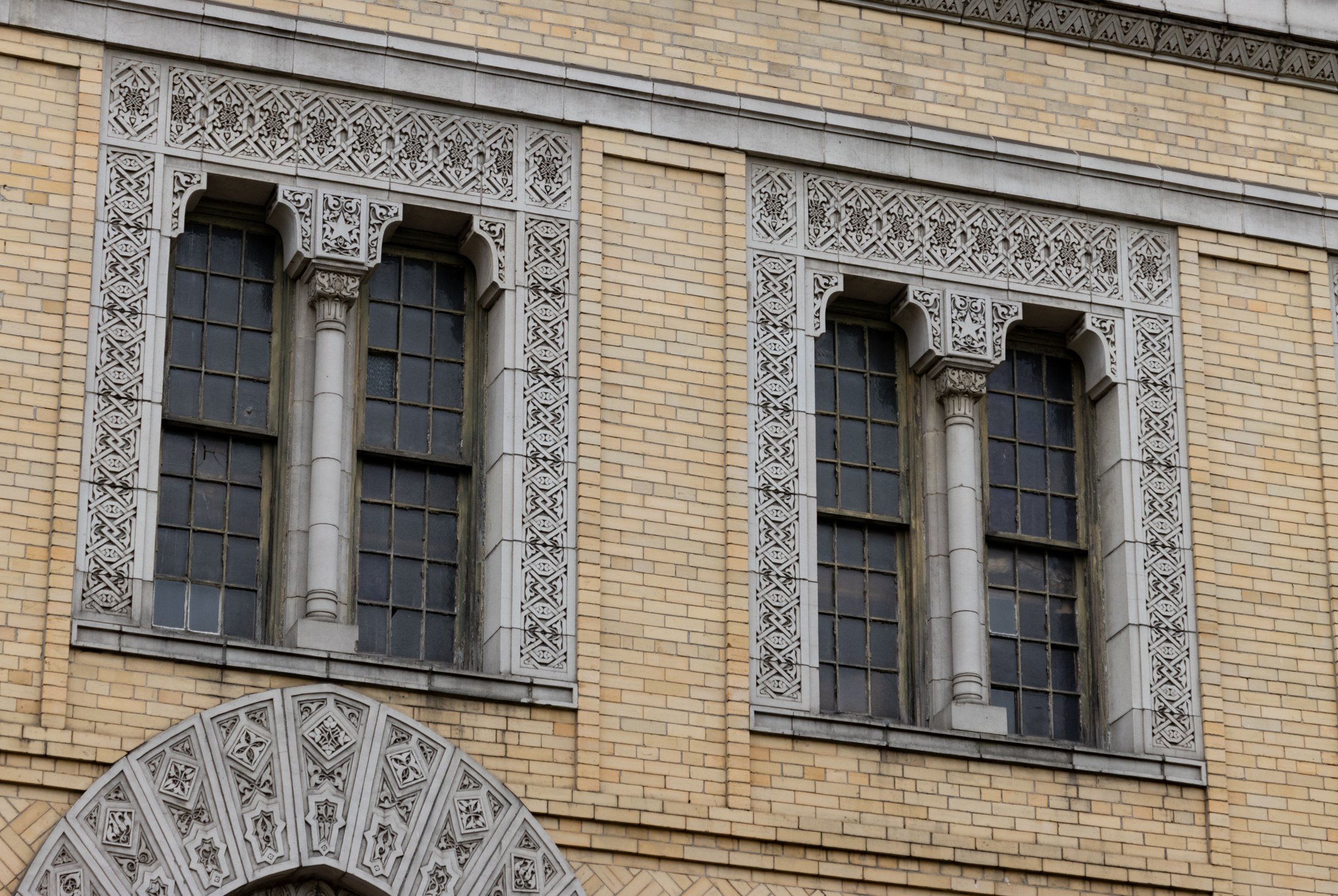 brooklyn - ornamental details on a brick building