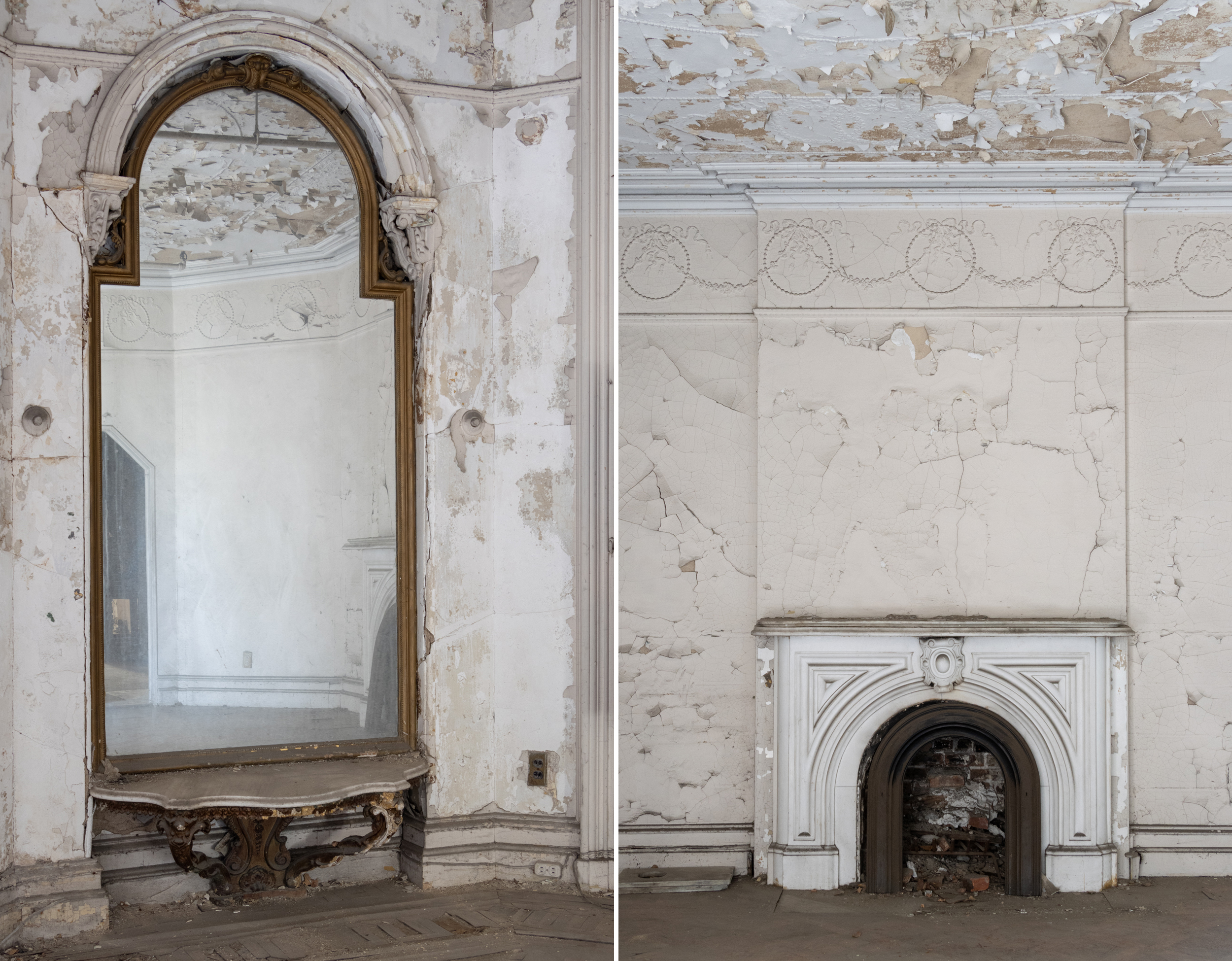 collage with a mirror and a mantel