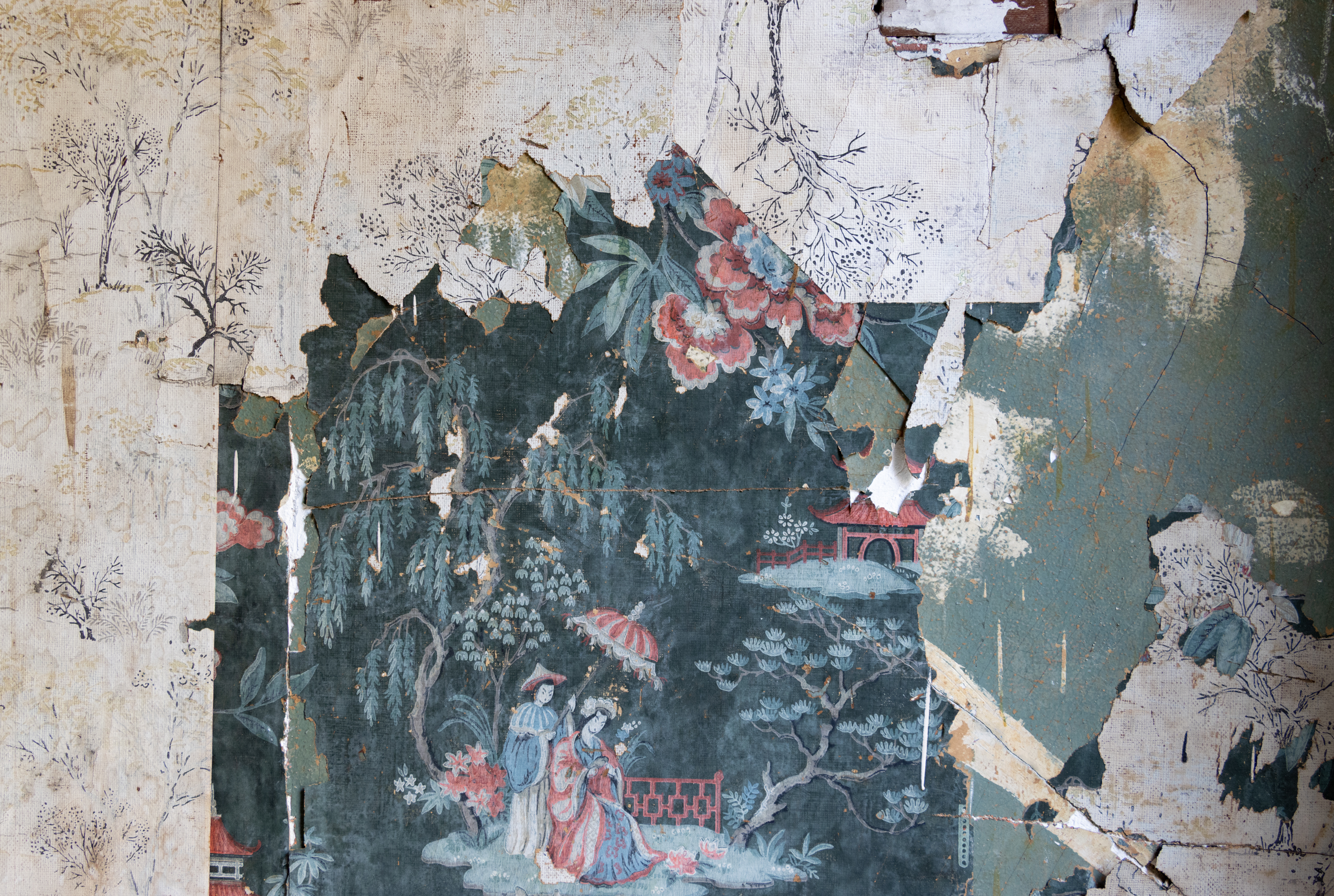 layers of vintage wallpaper