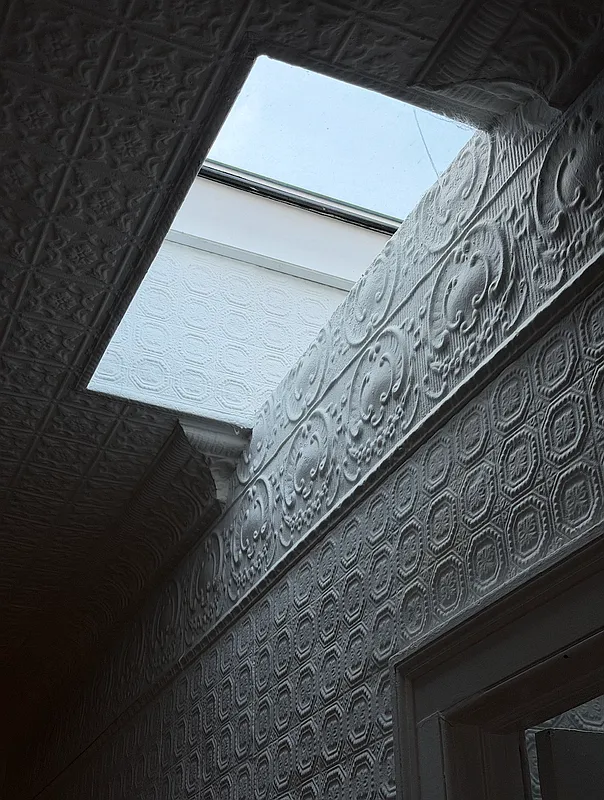 detail of tin ceiling